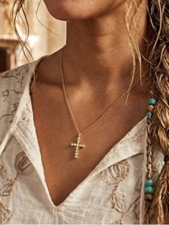 Jewelry - Gold Cross Pendant Necklace - Faith Card